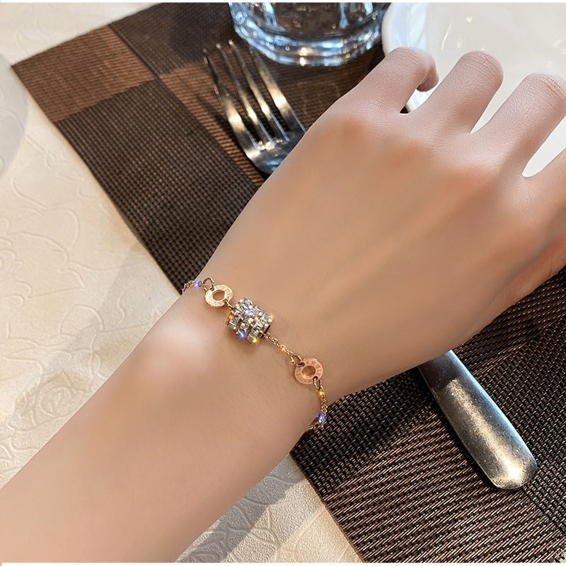 Titanium Steel Female Lucky Beads Rose Bracelets