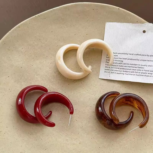 Women's White French Type Resin For Exaggerated Personalized Unique Hoop Rings