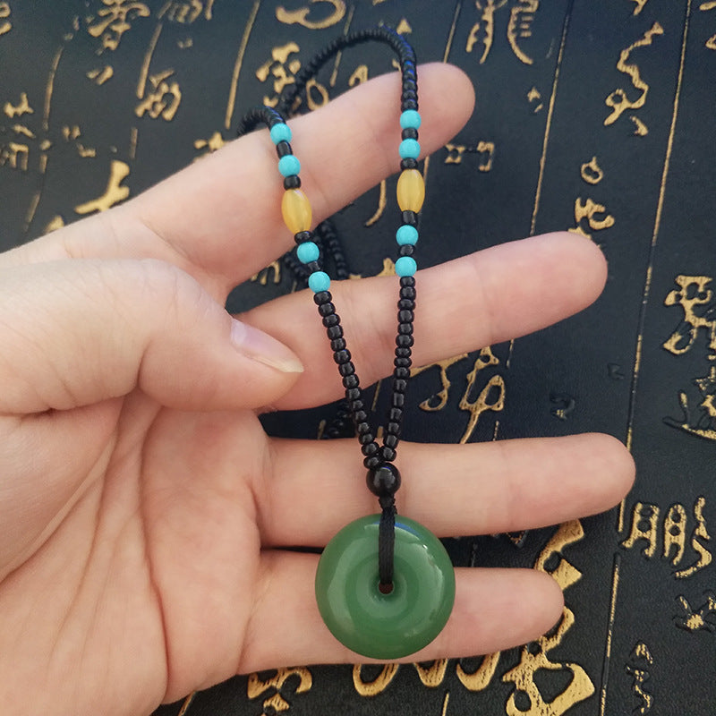 Jade Buckle Ethnic Style Simple Sweater Necklaces