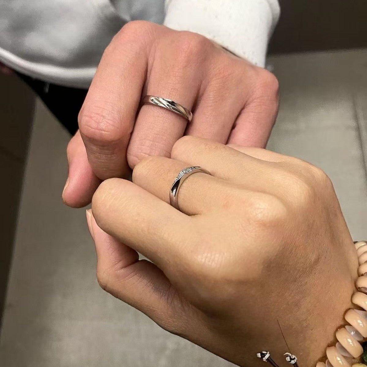 Mobius Strip Couple Minimalist Design Pair With Open Ring
