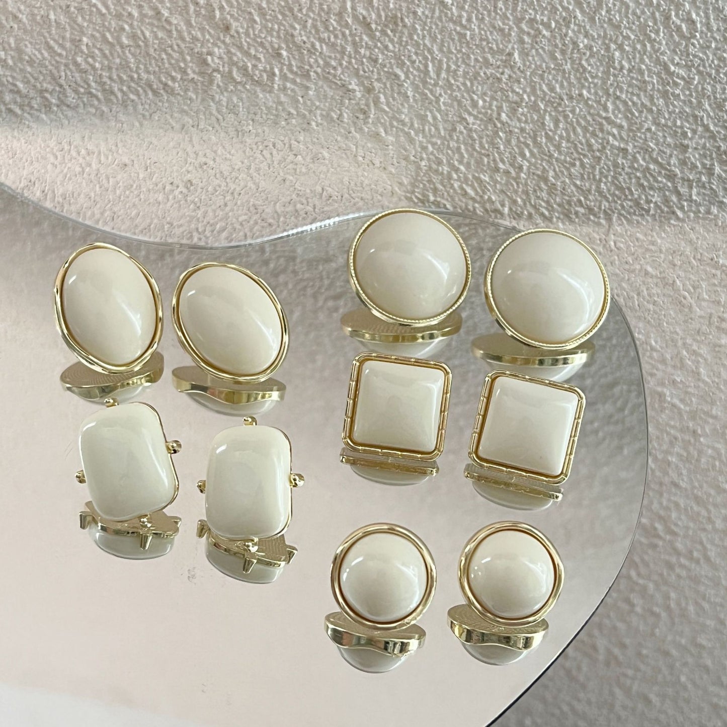 French Style Temperament White Geometric Elegant Trendy High-grade Earrings