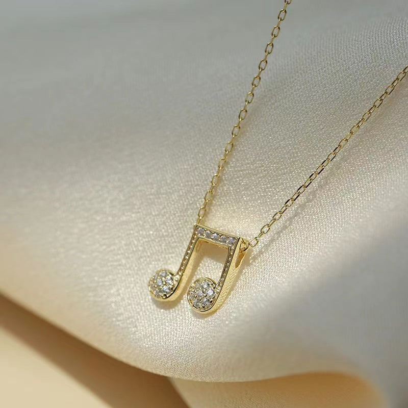 Women's Musical Note Design Simple Clavicle Chain Necklace