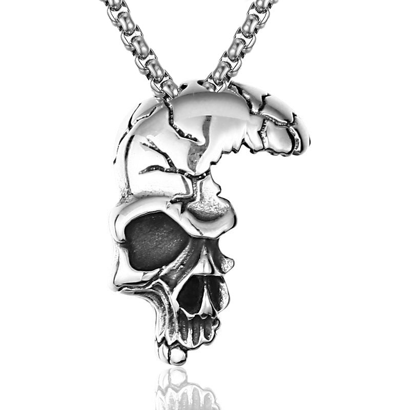 Men's Skull Titanium Steel Personality Half Face Necklaces