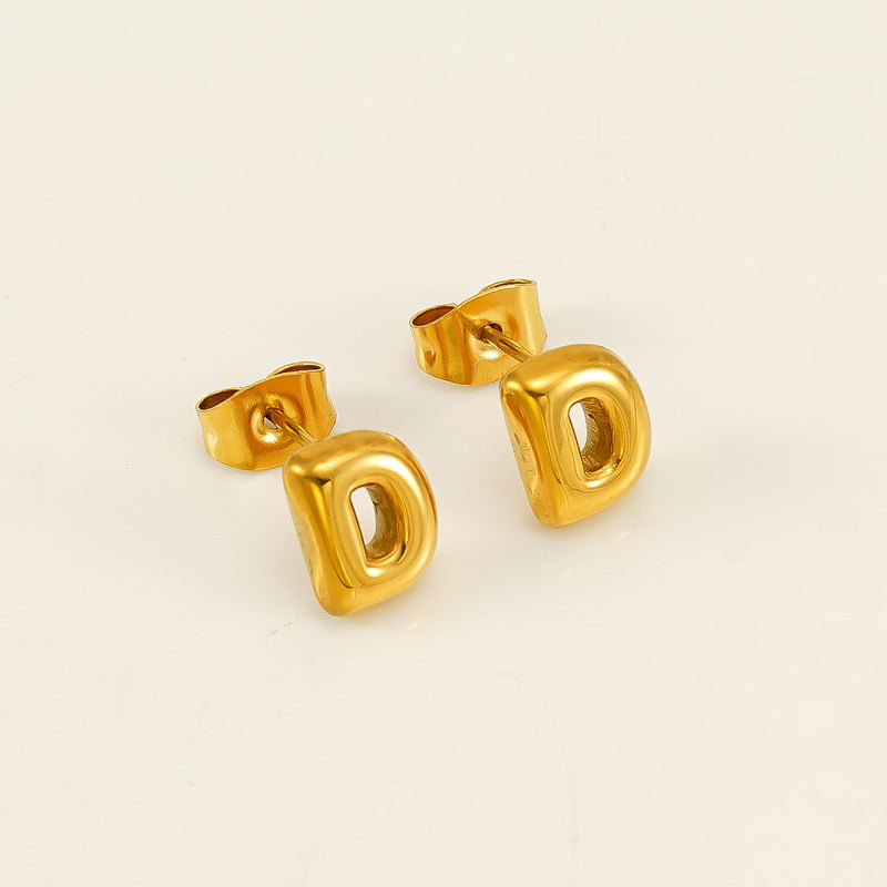 Women's Elegant Titanium Steel Stainless Gold-plated Mini Earrings