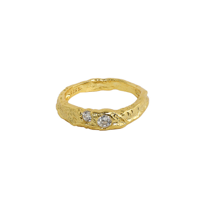 Women's Sier Tinfoil Texture Micro Inlaid Zircon Rings