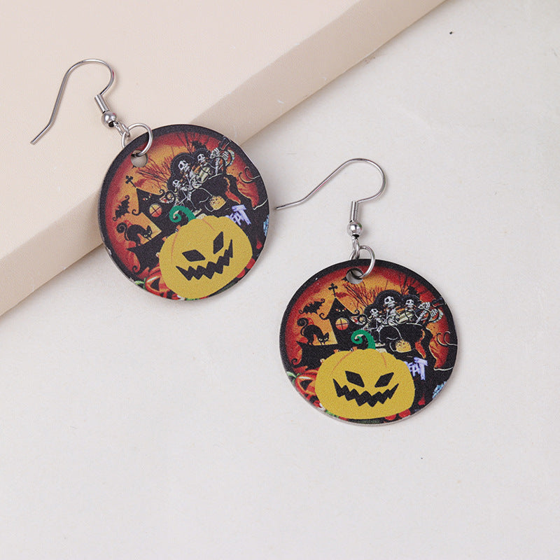 Women's Halloween Colorful Pumpkin Ghost Metal Circle Personalized Rings