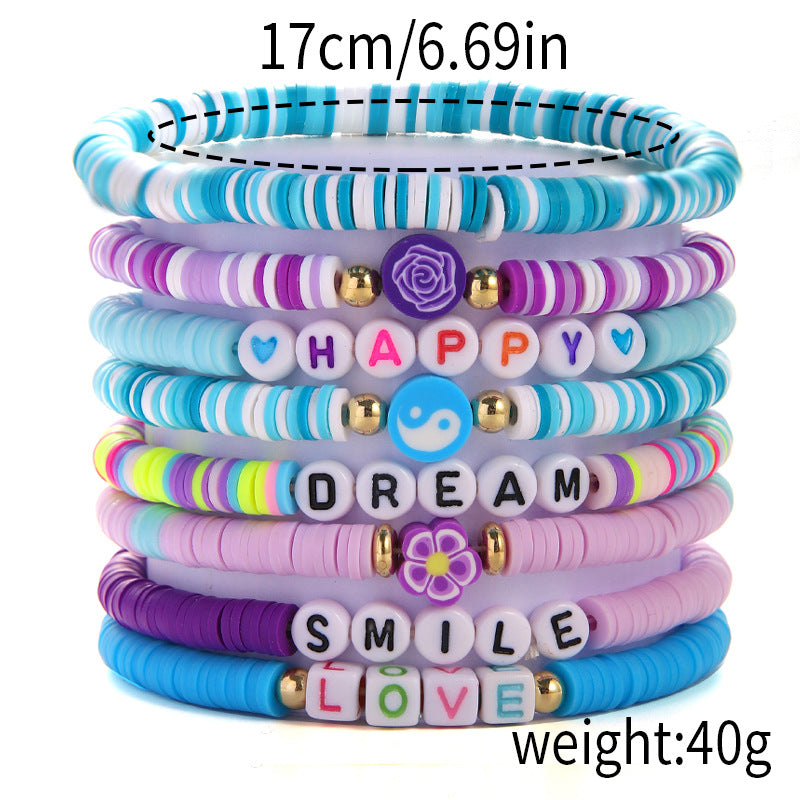 Heart Flowers Good Luck English Letters Bracelets