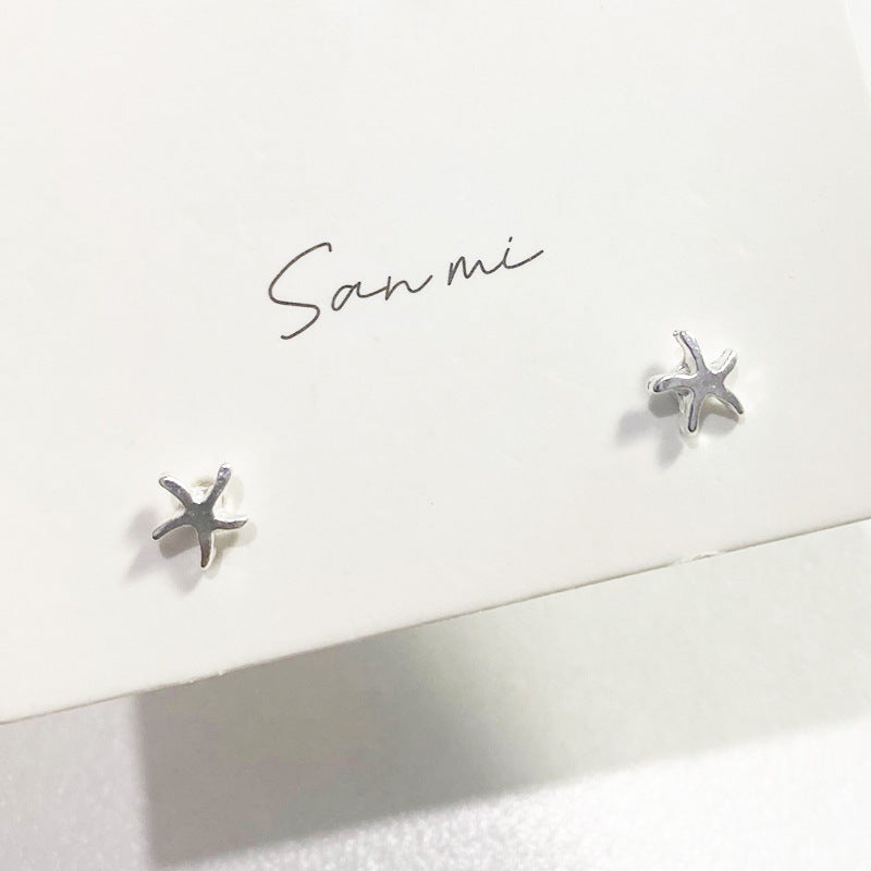 Fresh Plain Sier Plated Bow Female Small Simple Stud Earrings