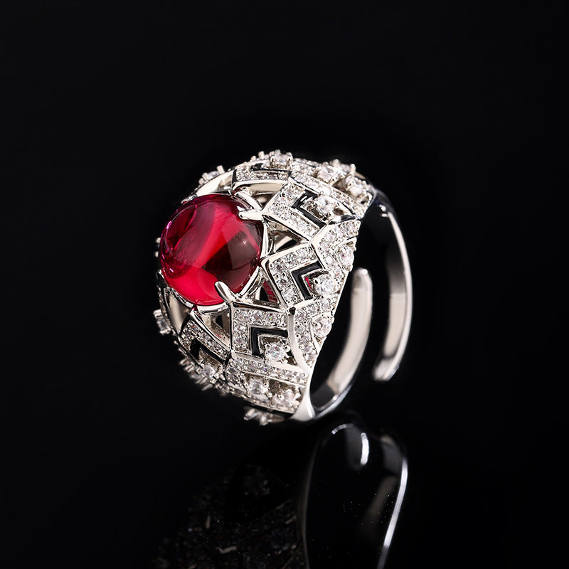 Women's Luxury Elegant Imitation Royal Blue Red Barklyite Rings