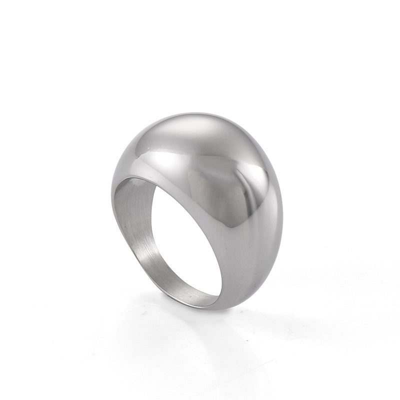 Women's & Men's Arc Top Large Glossy Titanium Steel Rings