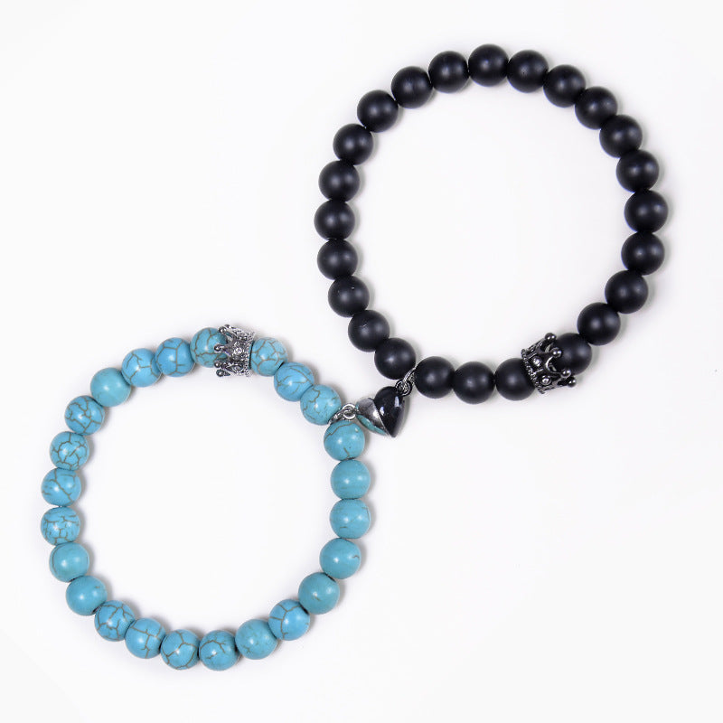 Women's & Men's Stone Magnet Suction Couple Fashion Crown Bracelets