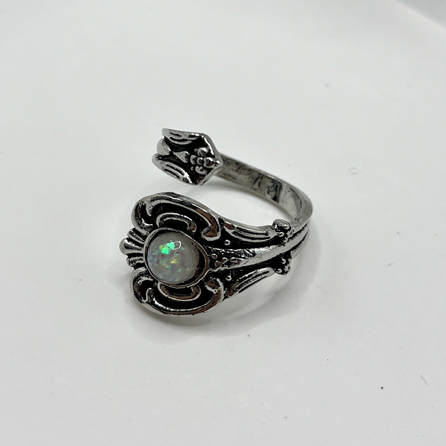 White Fire Opal Thumb Birthstones Fashion Rings