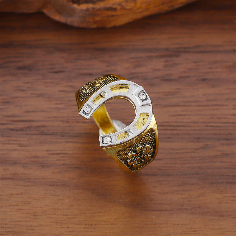 Fashion Personalized Carved Horseshoe Niche Creative Rings