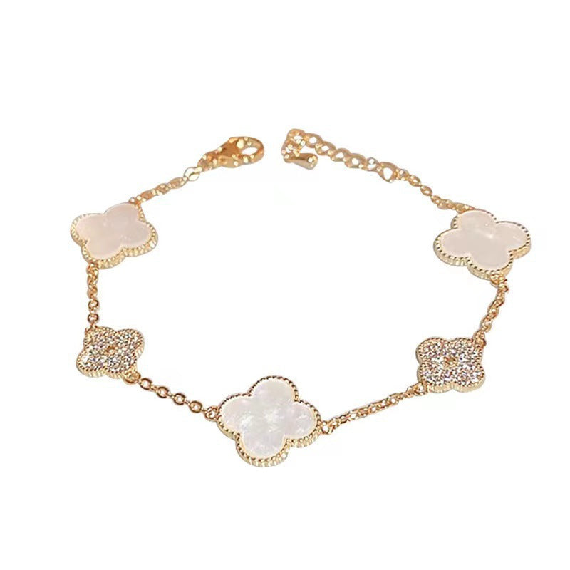 Women's Sparkling Full Rhinestone Clover Light Luxury Niche Personality Bracelets