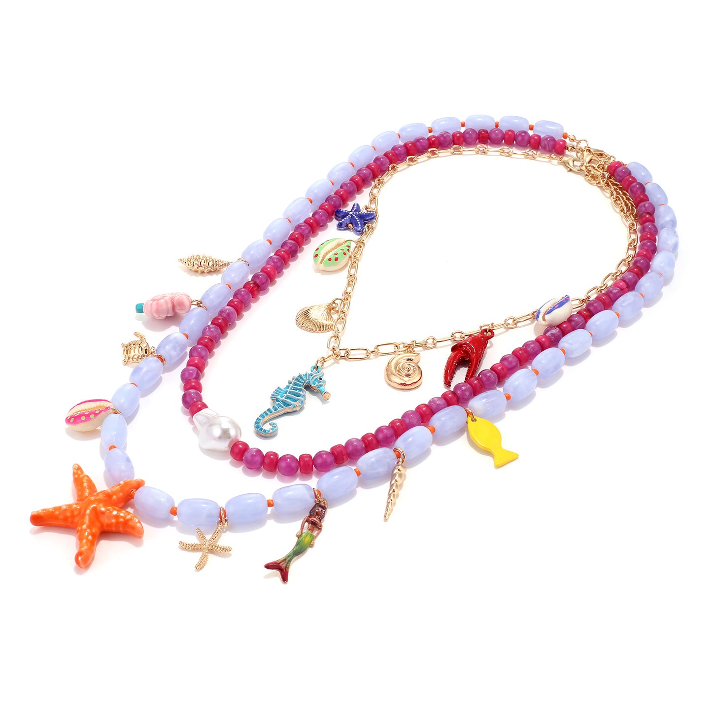 String Colorful Beads Starfish Seahorse Shell Affordable Necklaces