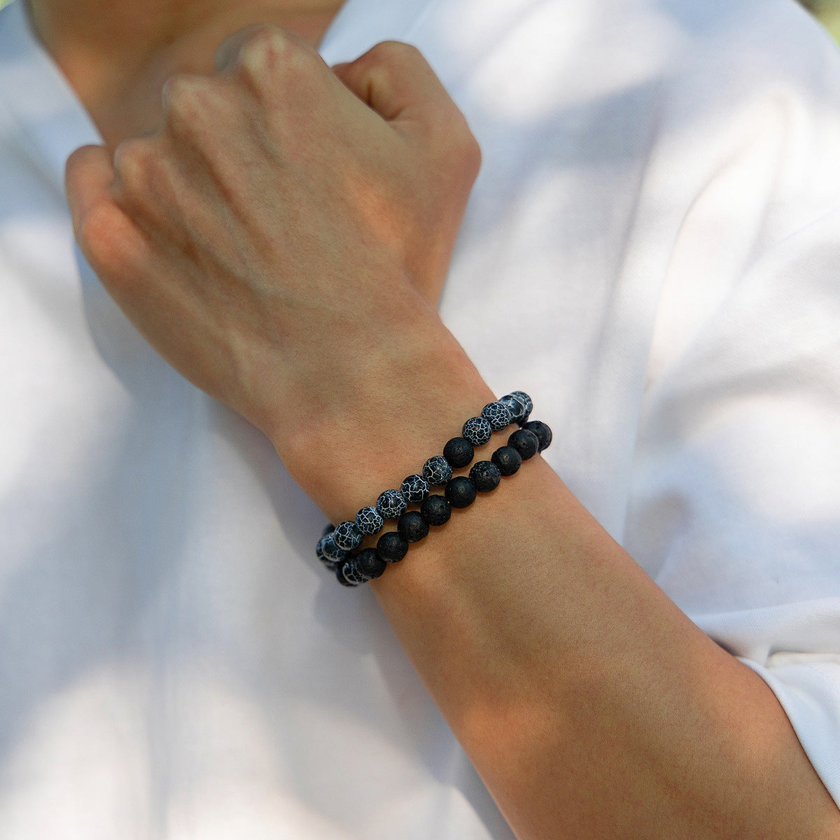 Men's Lava Volcanic Stone Hip Hop Niche Crack Bracelets