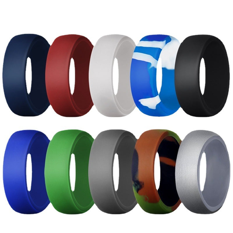 Men's Wide Flat Silica Gel Personalized Silicone Rings