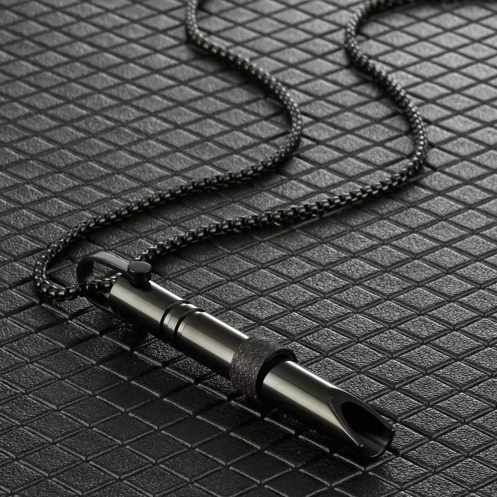 Men's Titanium Steel Cylindrical Whistle Fashion Sweater Necklaces