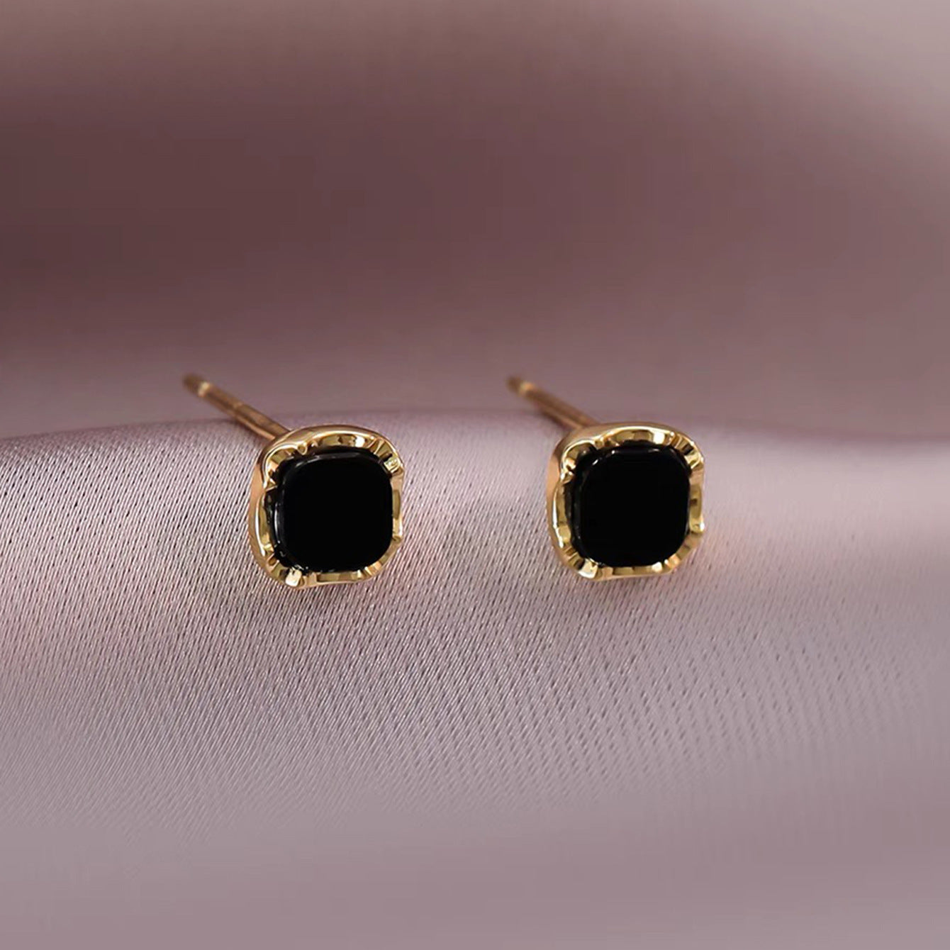 Needle Simple Exquisite Small Square Golden Earrings