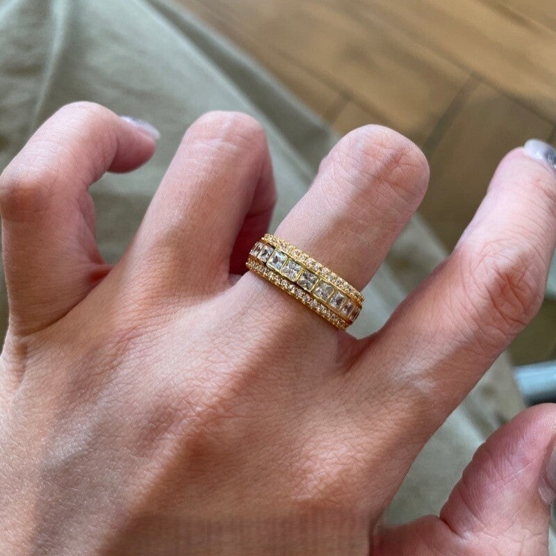 Money Style Square Diamond Gang Drill Rings