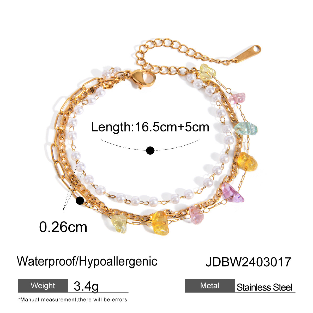 Women's Fashion Gold Stainless Steel Color Broken Bracelets