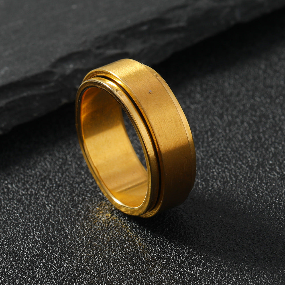 Men's Stylish Matte Stainless Steel Rotatable Decompression Rings