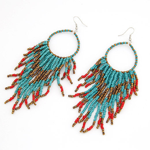 Cool Online Bohemian Style Bead Tassel Earrings