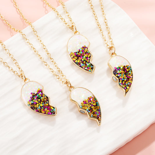 Children's Gold Powder Epoxy Love Fashion Letter Necklaces