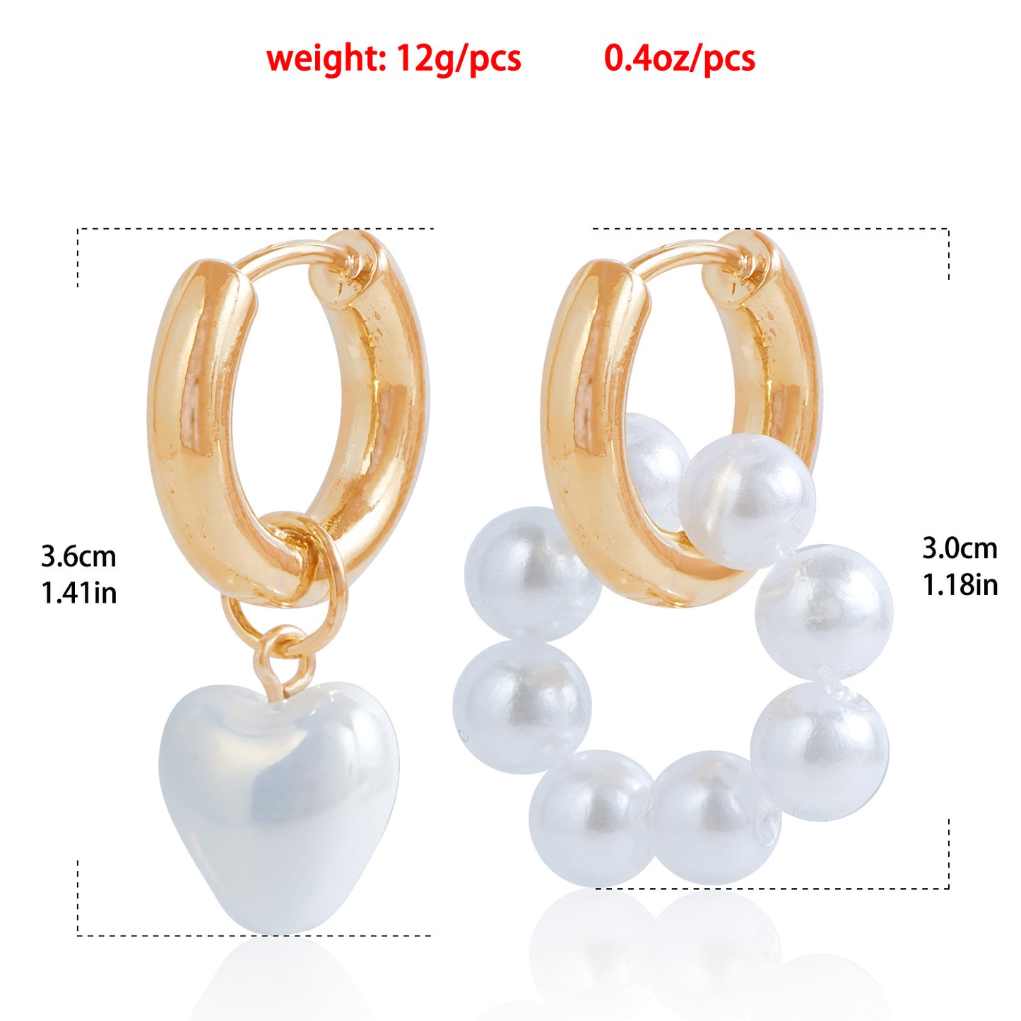 Imitation Pearl Beaded Female Asymmetric Love Earrings