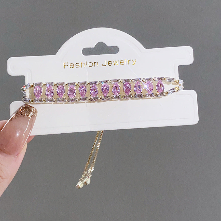 Pink Heart Diamond Flower Light Luxury Minority High Sense Fashion Bracelet