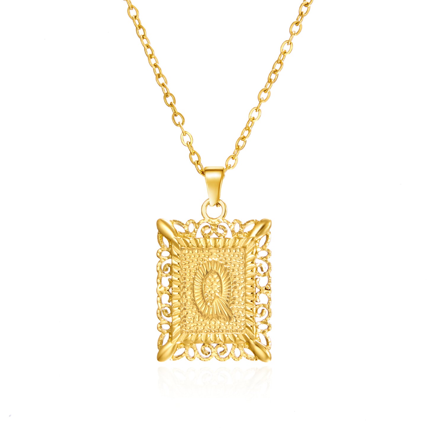 Stainless Steel Letter Hollow Square Titanium Necklaces