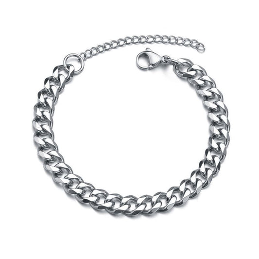 Stainless Steel Six-sided Grinding Cuban Simple Bracelets