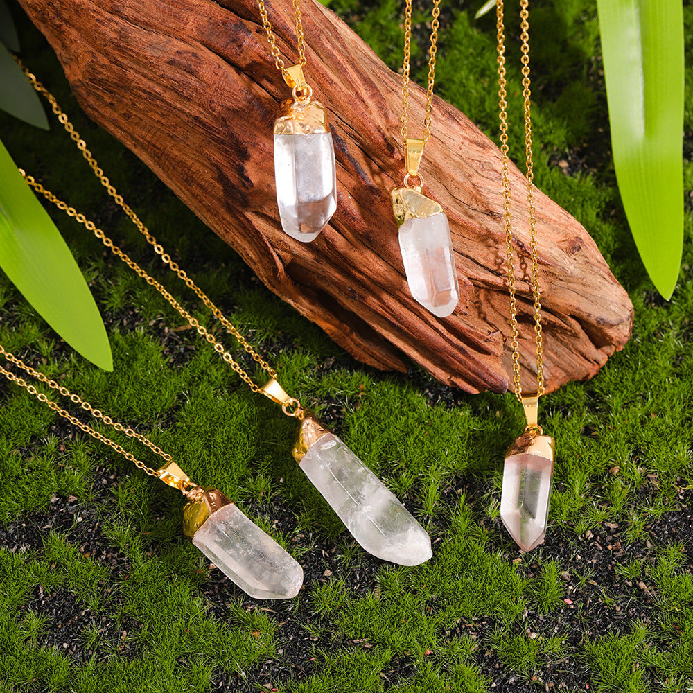 Natural Transparent Crystal Cluster Irregular Rough Stone Tower Sweet Cool Pendant