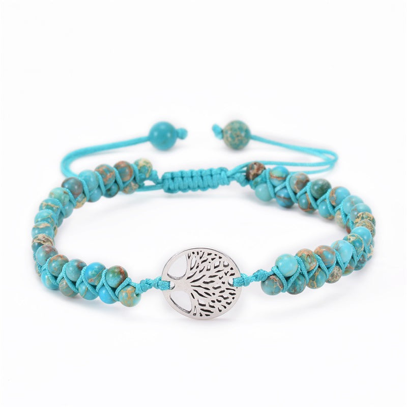 Natural Stone Woven Double Layer Turquoise Bracelets