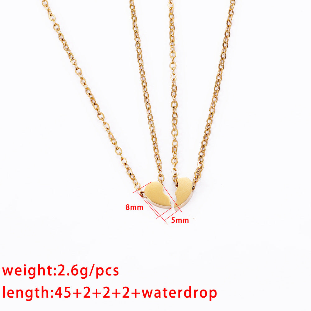 Steel Peach Heart Personality Fashion Couple Necklaces