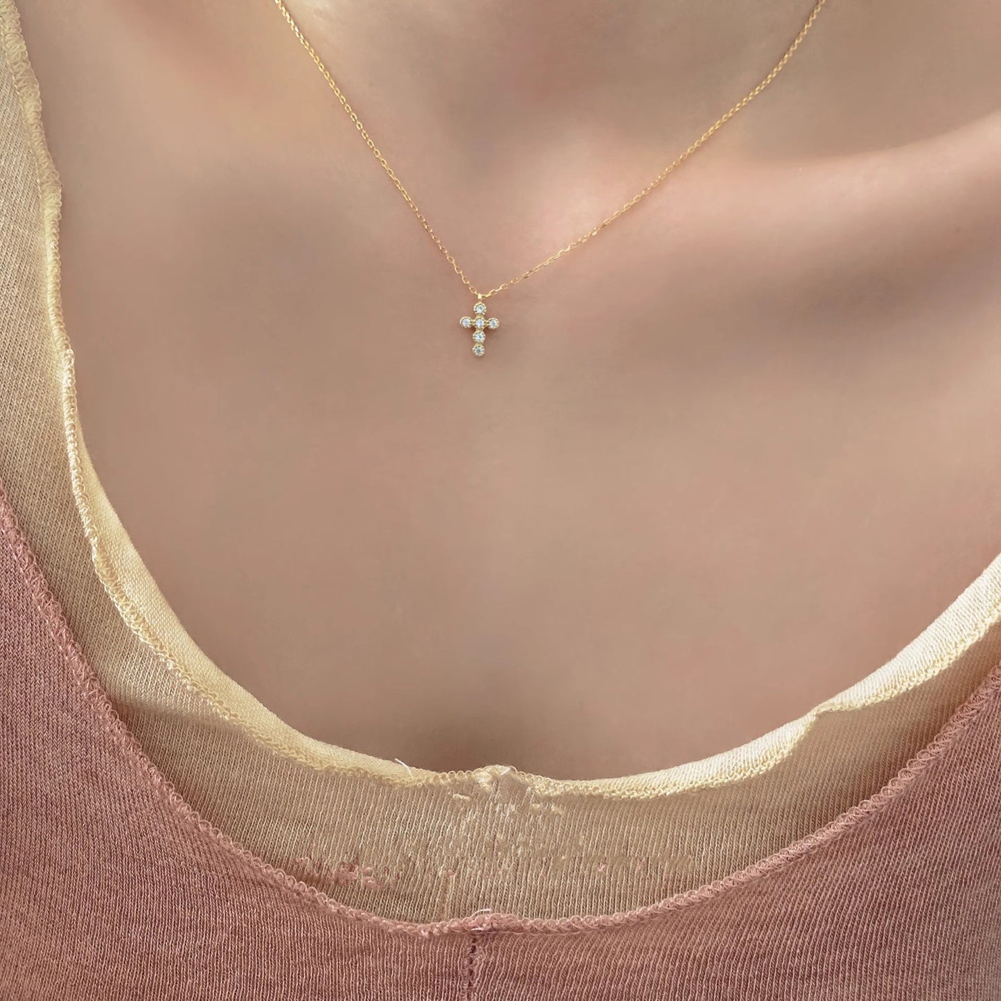 Women's Rhinestone Cross For Simple Compact Exquisite High-grade Necklace