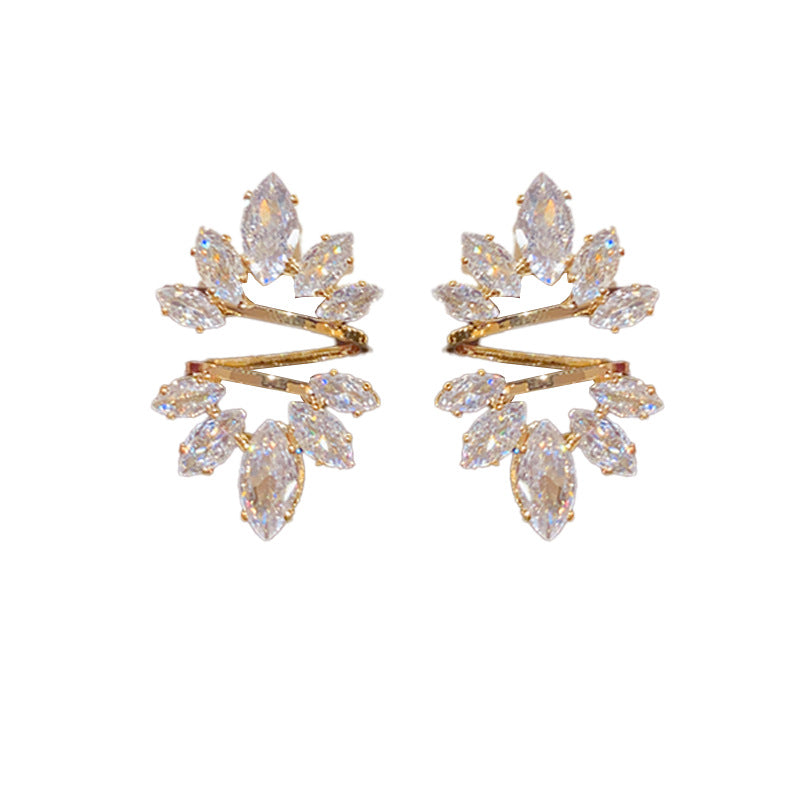 Women's Style Exquisite Unique Zircon Leaf For Affordable Luxury Earrings