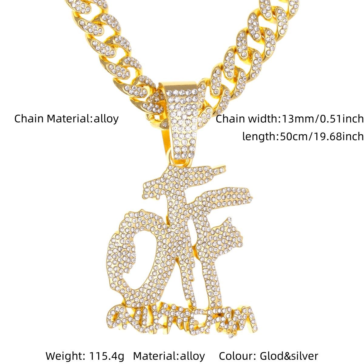 Hop Alloy Full Diamond Exaggerated Dripping Necklaces