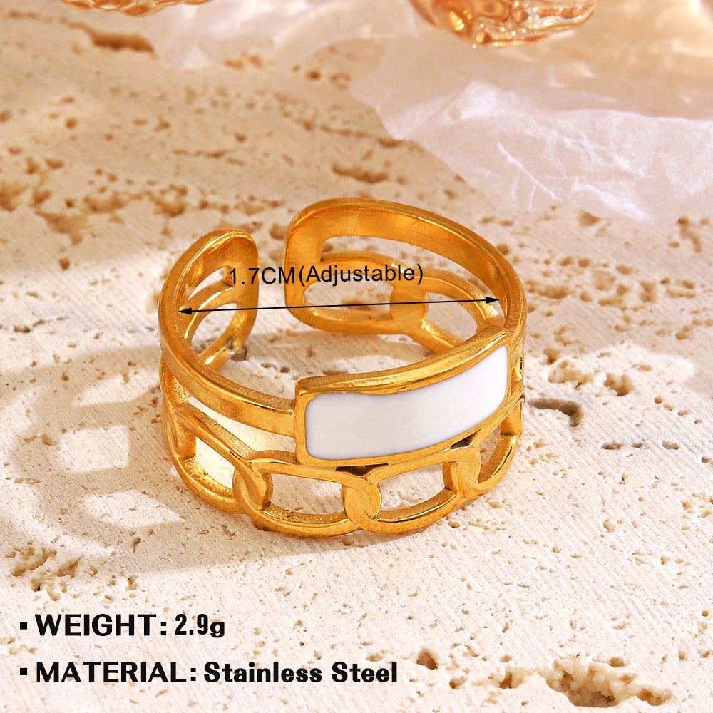 Women's Popular Stainless Steel Drip Open Personalized Hip Hop Real Rings