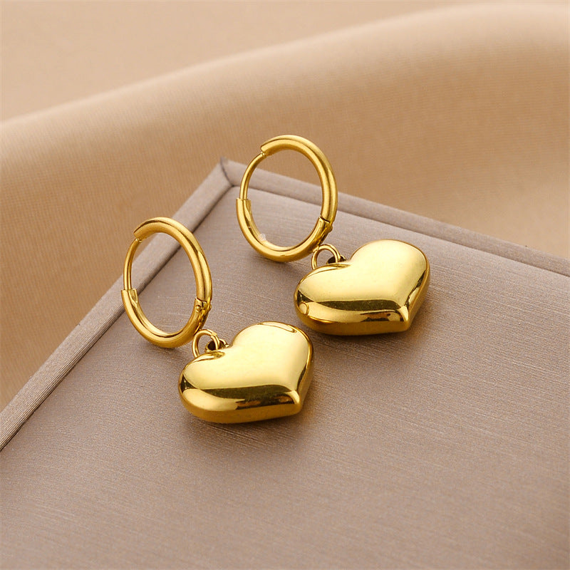 Steel No Fading Ear Gold Rose Earrings