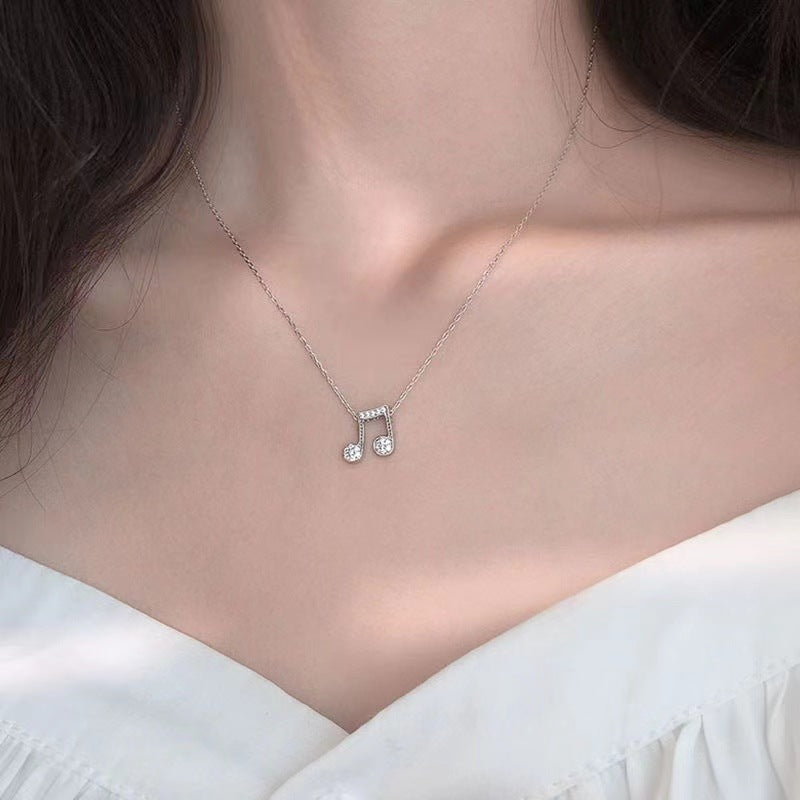 Women's Musical Note Design Simple Clavicle Chain Necklace