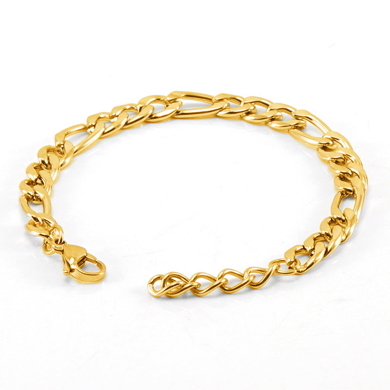 Women's & Men's Stainless Steel Figaro Simple Gold-plated Titanium Bracelets