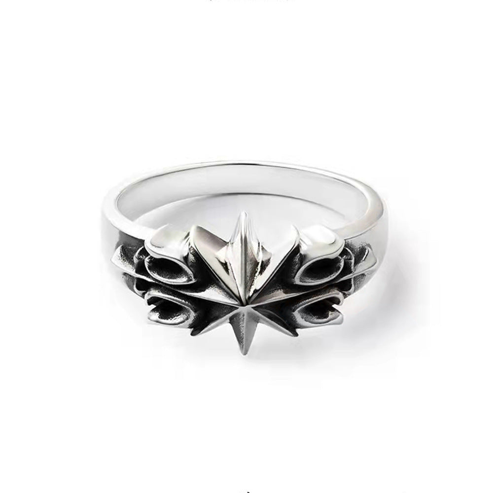 Six-pointed Star Argent Pur Retro Personalized Rings