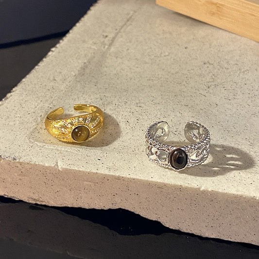 Women's Gold Light Luxury High-grade Tigereye Forefinger Rings