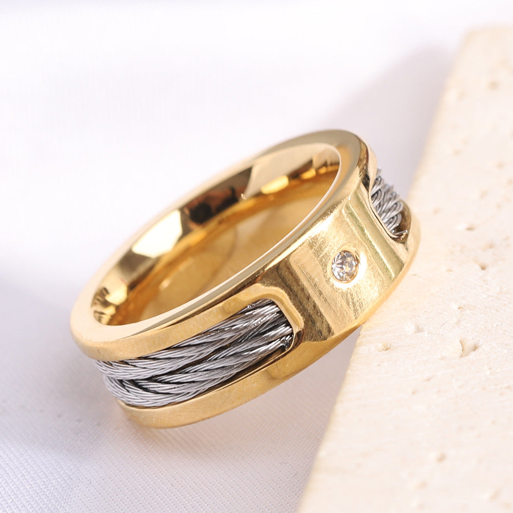 Women's Cable Steel Wire Glossy Stainless Fashion Rings