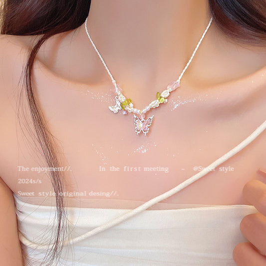 Fairy Temperamental Butterfly Beaded Female Unique Necklaces