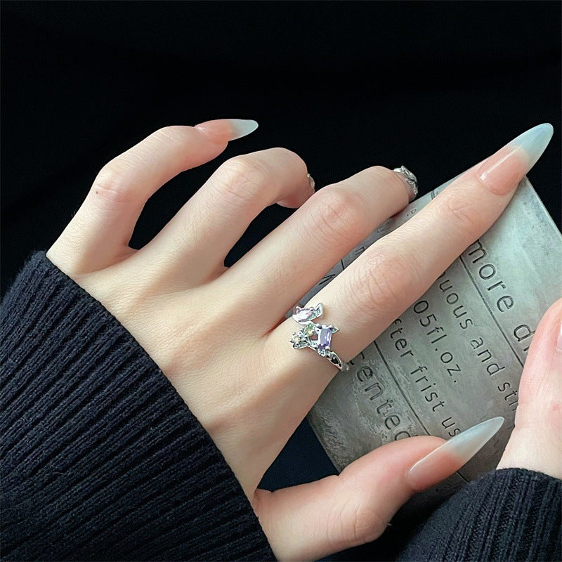 Sweet Colored Gems Fashion French Entry Lux Rings