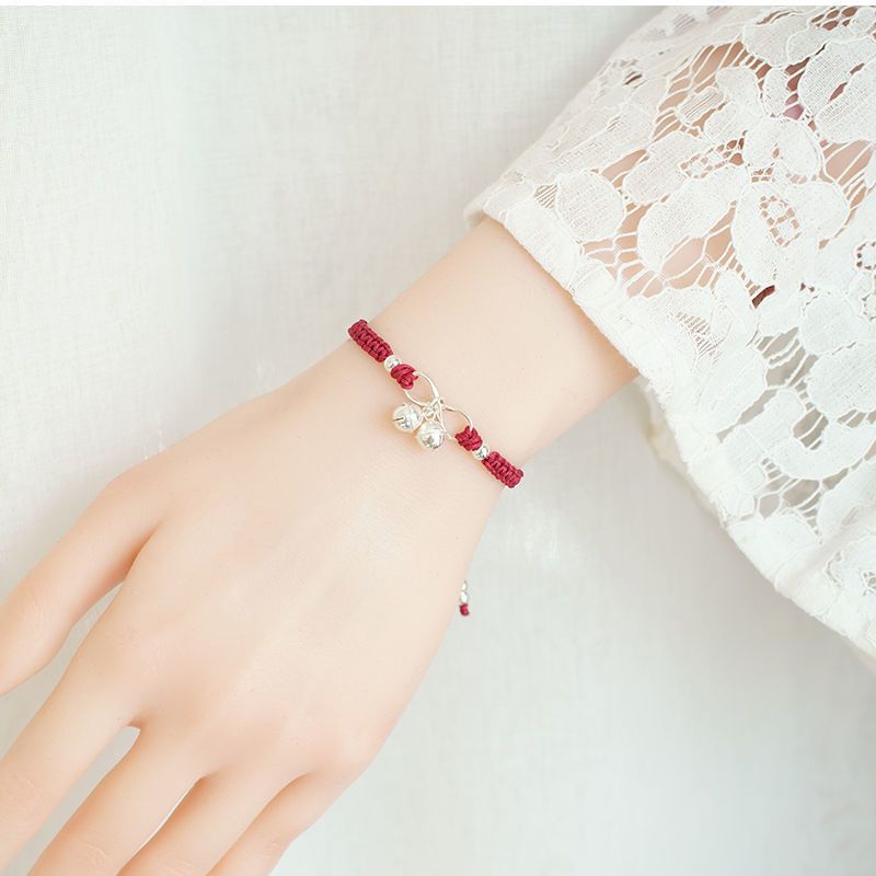 Red Rope Life Bell Woven Hand Strap Female Design Bracelets