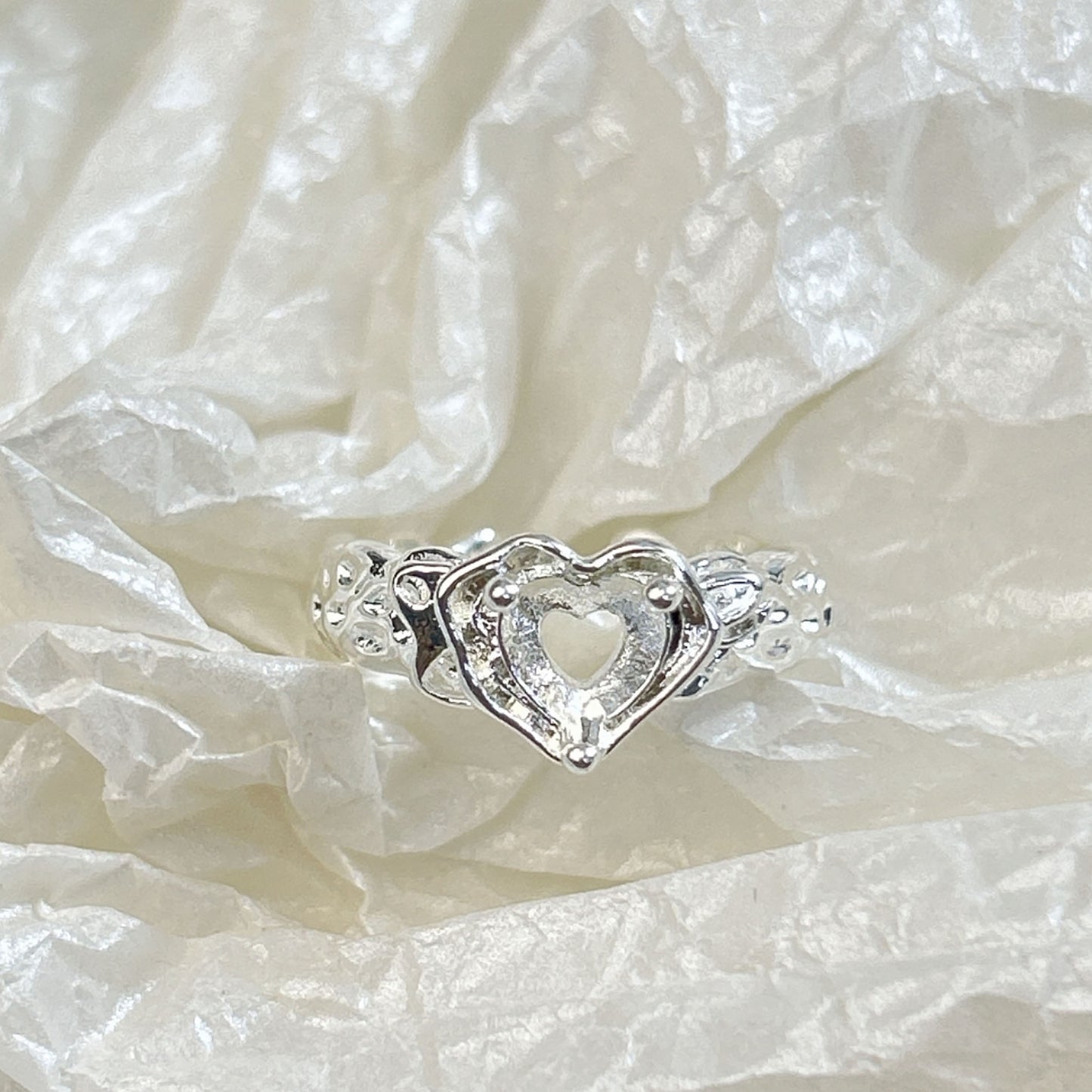Setting Big Diamond Round Drip Love Open Mouth Inlaid Ring