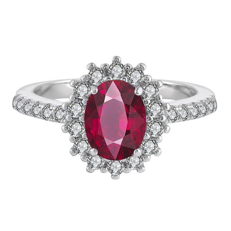 Live Simulation Ruby Sapphire Big Diamond Denier Female Ring